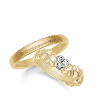 Hjerte Vielsesringe med lab grown diamant i 14 kt guld